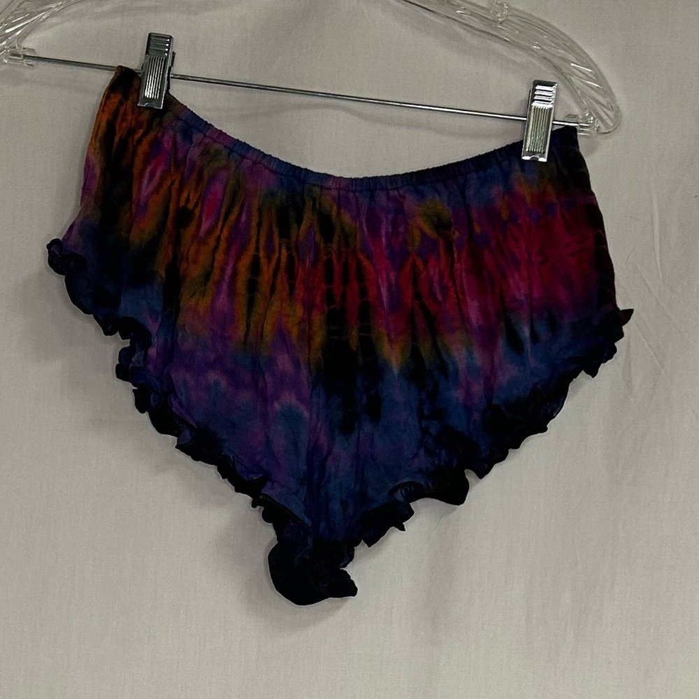 Colorful Tie-Dye Ruffle Shorts